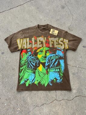 Valley Fest Brown Graphic Tee with Bold Multi-Color Print